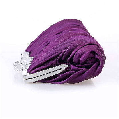 – White Clutch Elegant Women's Evening Satin Pleated