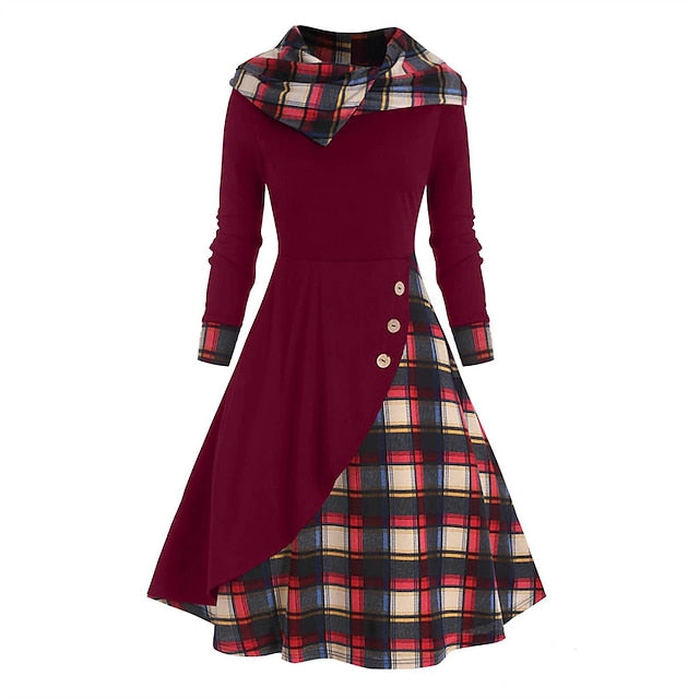 Women's Midi Dress Plaid Dress Casual Dress Sheath Dress