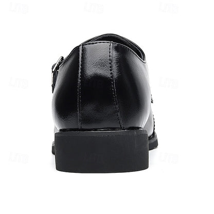 Shoes Men's Double Strap Leather with Faux Brown Monk