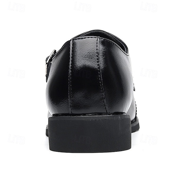 Double Men's Monk Brown Faux Leather Strap with Shoes