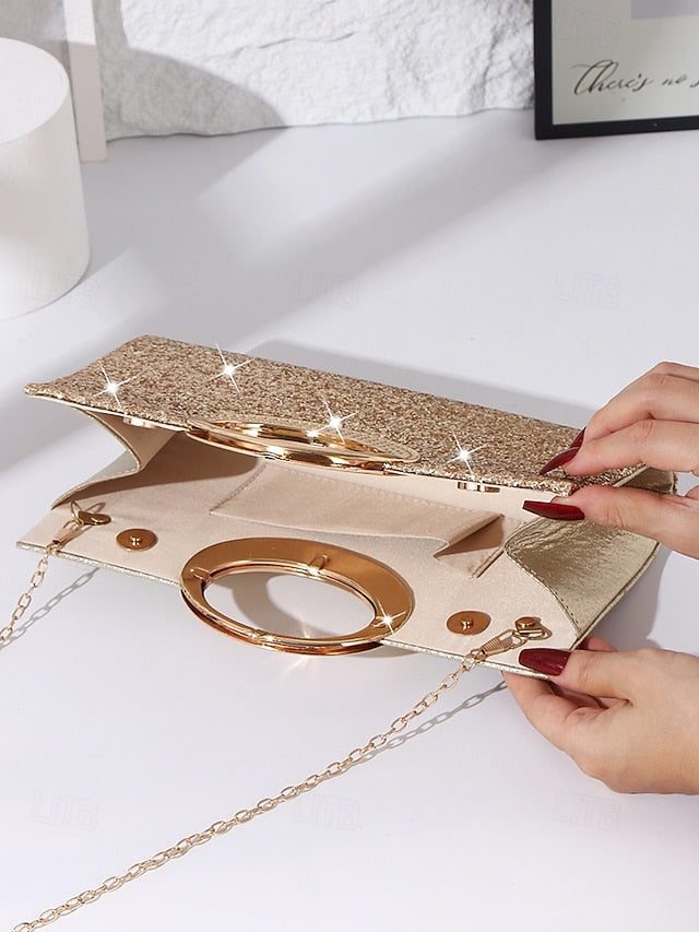 Glitter with Women's Silver Clutch Bag Evening Gold