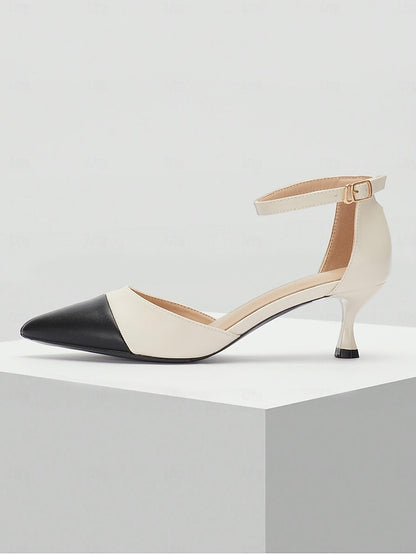 Kitten Women's Two-Tone Stylish Pointed Ankle Heel Toe