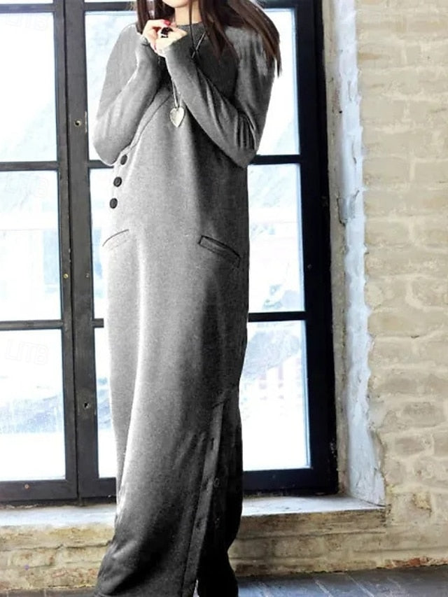 Women's Long Dress Maxi Dress Hoodie Dress Sweatshirt Dress