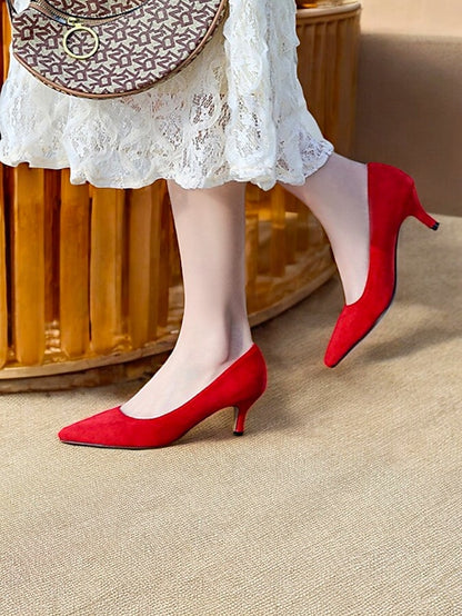 Suede with Women's Pointed-Toe Kitten Emerald Pumps Green