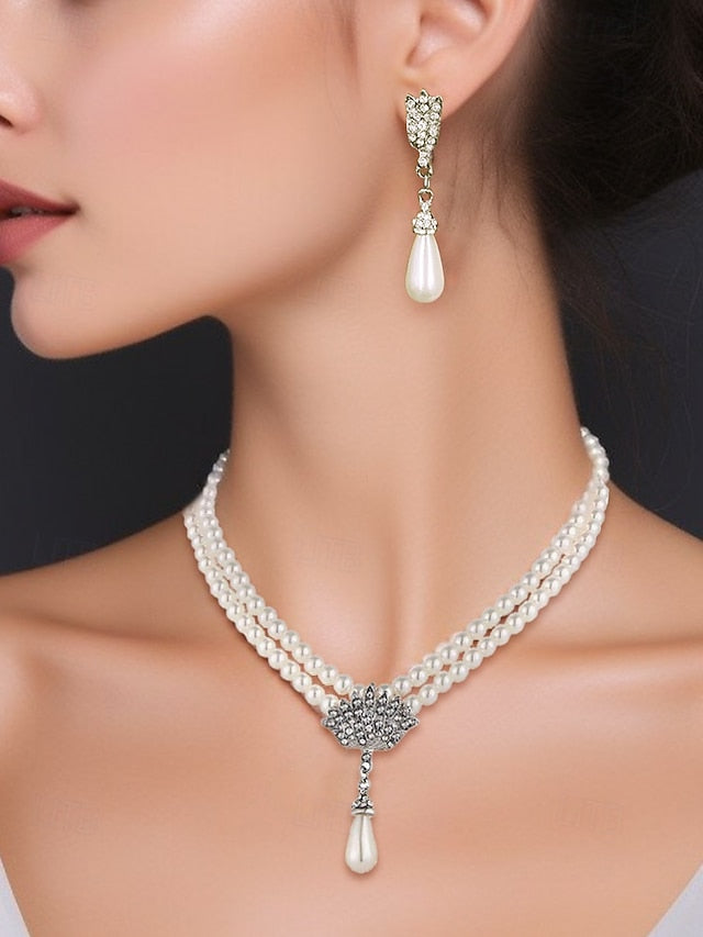 Double-Layer Pearl Necklace Bridal – Elegant Jewelry Set