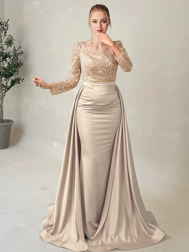 Gown Length Long Elegant Evening Formal Dress Floor Mermaid
