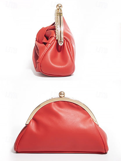 Evening Bag Clutch Faux Leather Rhinestone – Women's