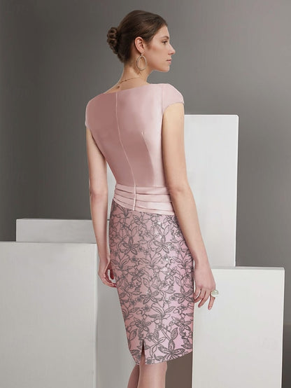 Piece of the Two Sheath Mother Jacket Dress Embroidered Suit