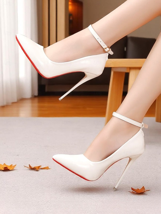 Stiletto Ankle Heels with Leather Women's Patent Black