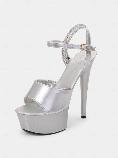 Red Sandals Leather Women Peep - for Toe Platform Patent