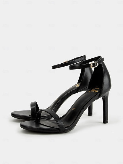 Strap Sandals Open-Toe Ankle Elegant Stiletto for - Women Black
