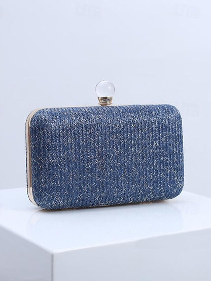 Elegant Pearl Clutch Straw Purse Clasp - with Stylish