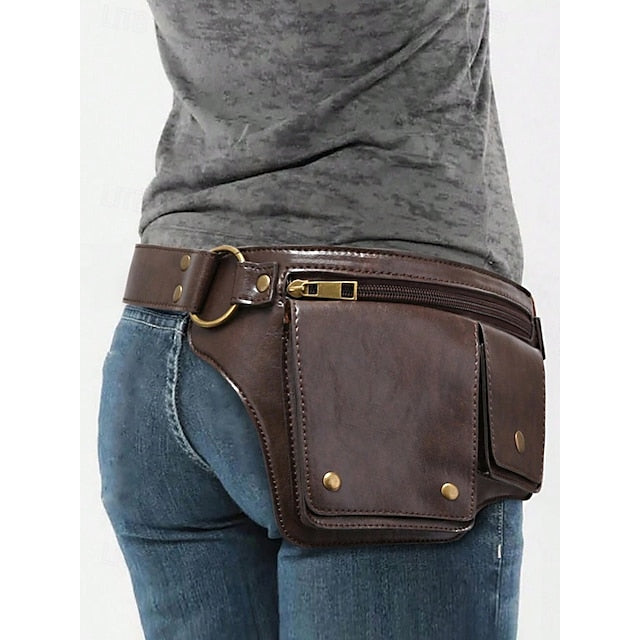 Utility Bag mit Vintage Gürtel Damen Leder Kunstleder