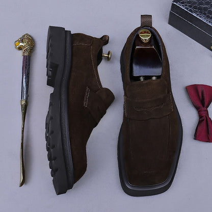 -Classic Leather Suede Cowhide Loafers Men's Business