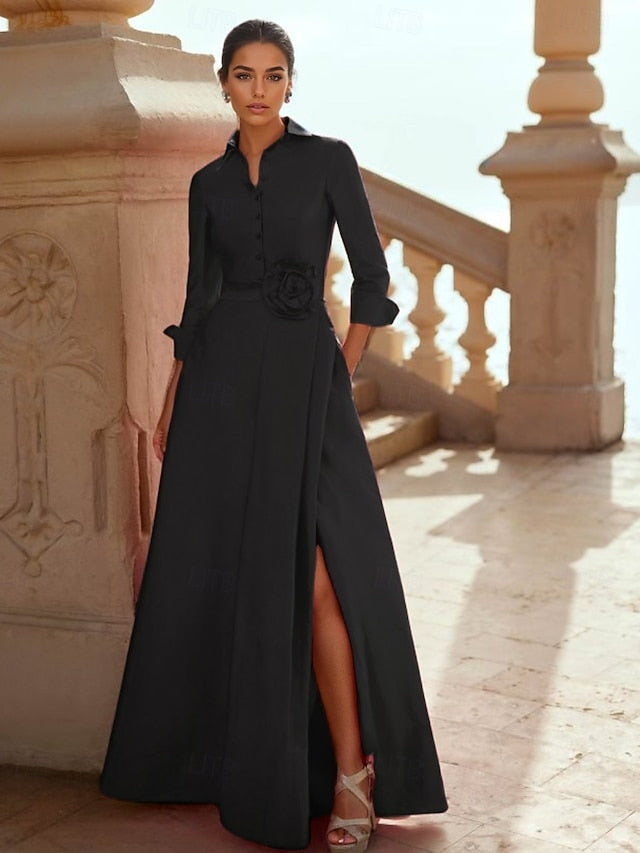 Dress Formal Length Gown Evening Wedding Floor A-Line Elegant