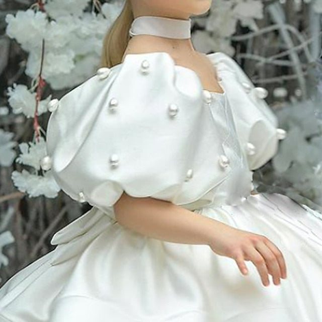 Color Dress Girl Girls' Solid Flower Kids