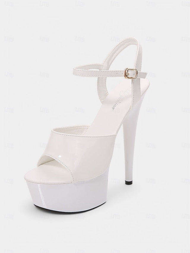 Red Sandals Leather Women Peep - for Toe Platform Patent
