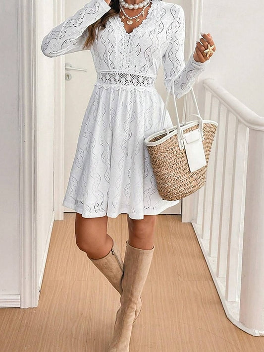 Women's Mini Dress White Dress Lace Dress Modern Vacation