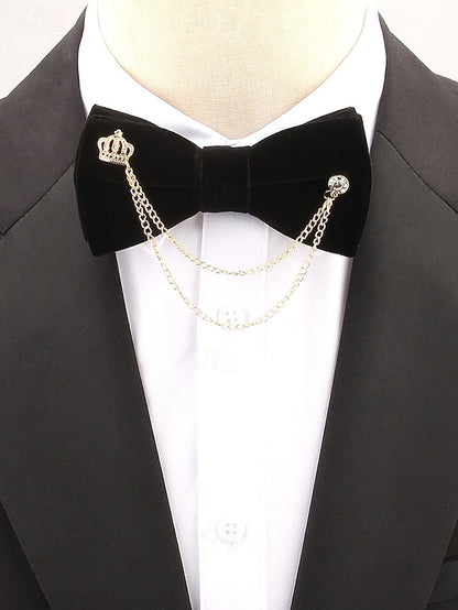 Detail Tie Velvet Men's – Bow and with Crown Chain