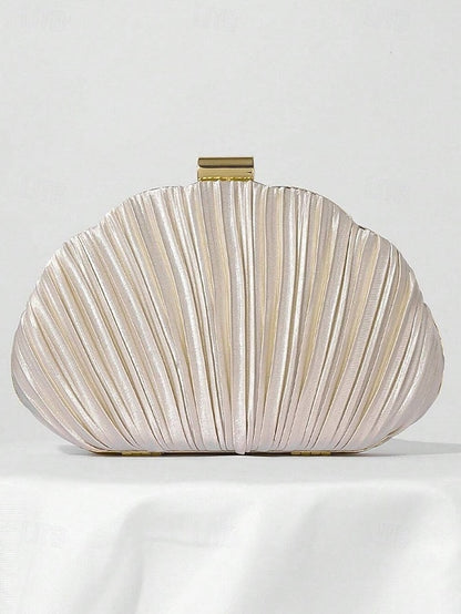 Purse Pleated Evening Clutch Satin Shell Women's