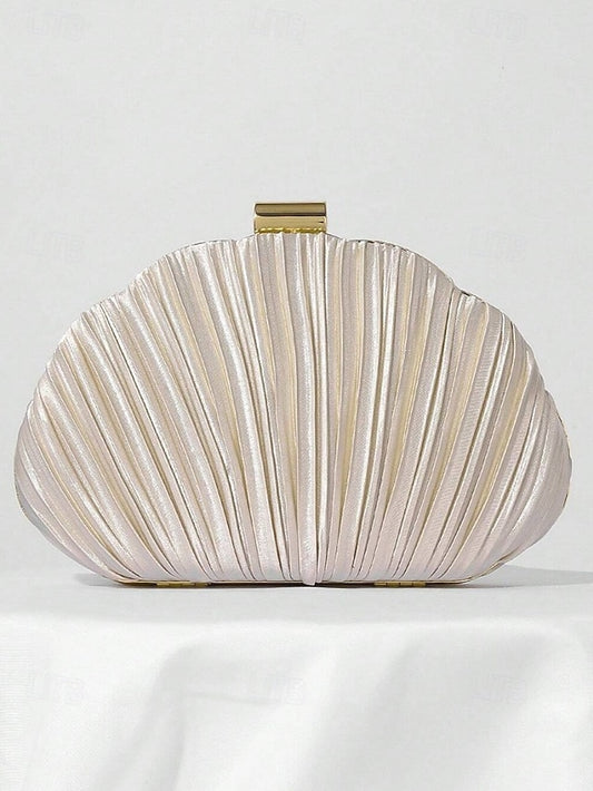 Purse Pleated Evening Clutch Satin Shell Women's