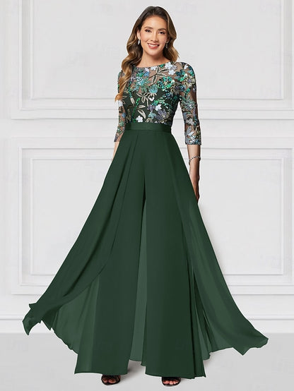 the Wedding Mother Formal Jumpsuit of Embroidered Bride Floral