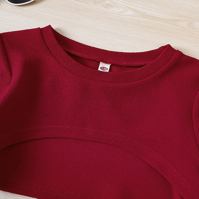 Suits 2 Set Kids Girls' Block Dress Pieces Color Long