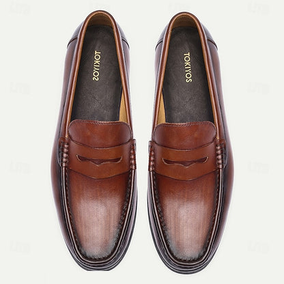 with Shoes Men's Penny Loafers Leather Brown Slip-On
