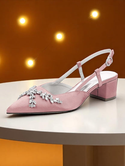 Heels Satin Slingback Women's Black