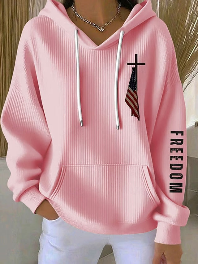 Women's Pullover Hoodie Sweatshirt Graphic Letter Casual