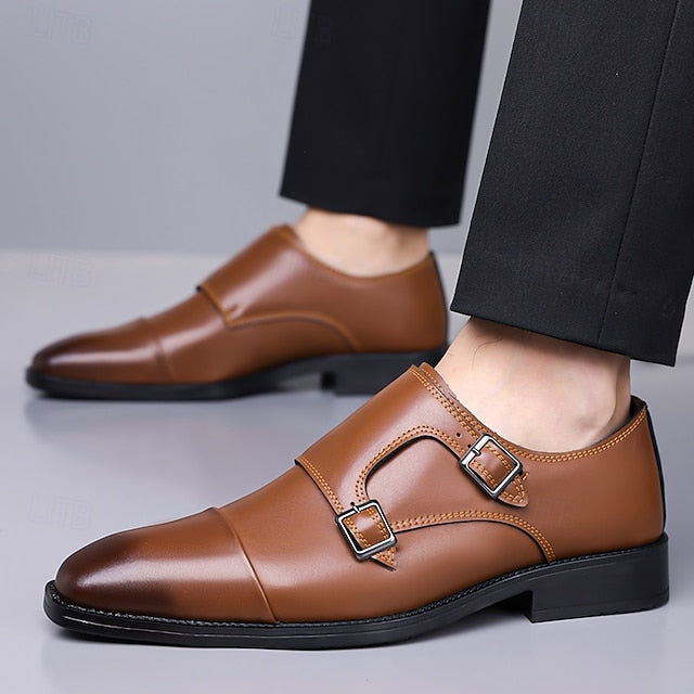 Shoes Men's Double – Dress Leather Monk Elegant Strap