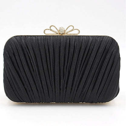 Clutch Bag Elegant Bow – Rhinestone Women's Pleated White
