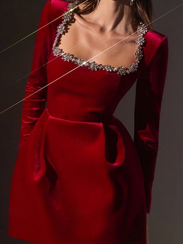 Women's Mini Dress Black Dress Velvet Dress Sheath Dress