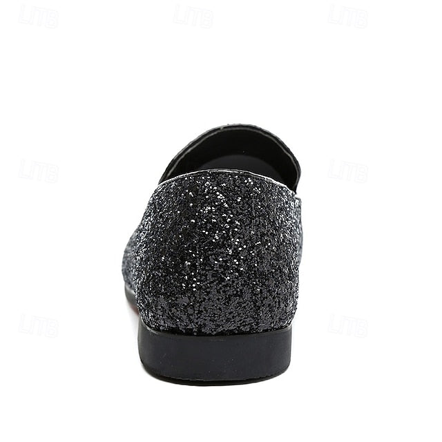 and Men's with Design Glitter Silver Slip-On Loafers