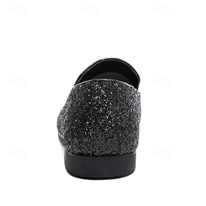 and Men's with Design Glitter Silver Slip-On Loafers