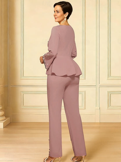 Elegant Dress Jumpsuits Length Bride V of the Mother Ankle Neck