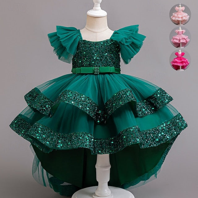 Special Wedding Sleeveless Dress Girls' Kids Party Sequin