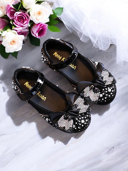 Girls' Jane Sparkly Rhinestone Bow Shoes Glitter Mary –