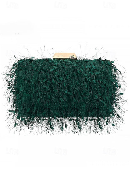 Clutch Chain Evening with Feathered Chic Women's Strap