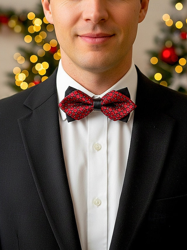 with Men's Christmas Tie Geometric Pattern Bow