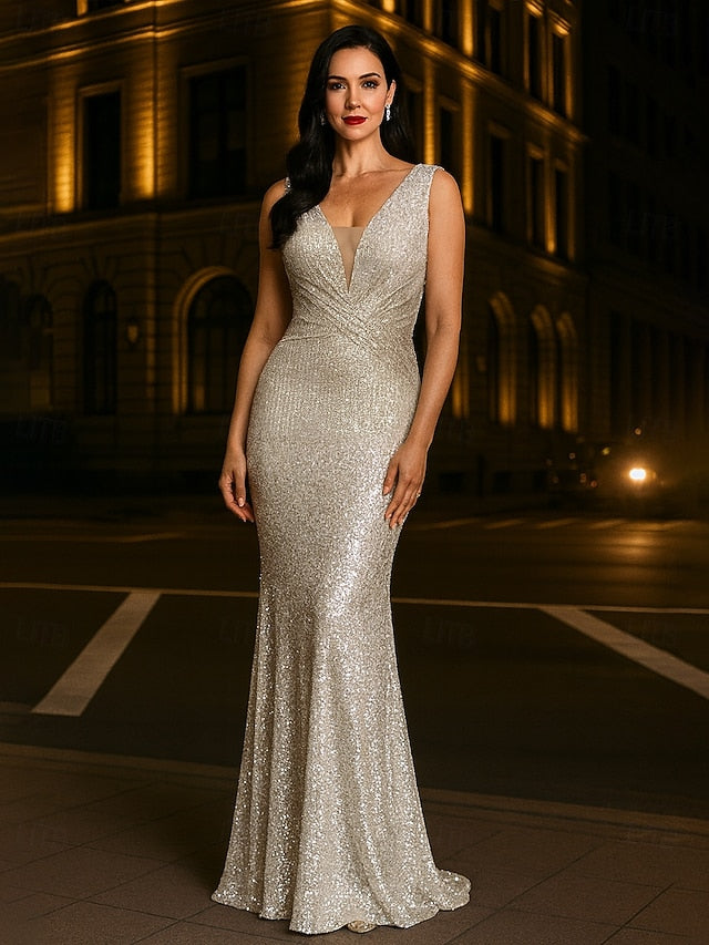 Mermaid Trumpet Sheath Column Floor Length Sequin Dress Prom