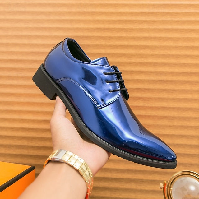 for Formal Shoes Glossy Leather Patent – Green Lace-Up Men