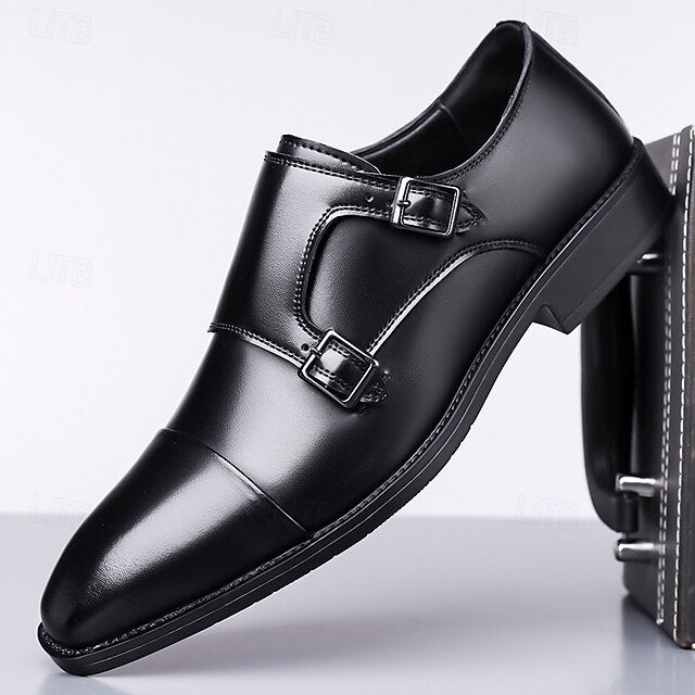– Shoes Elegant Men's Monk Strap Dress Leather Double