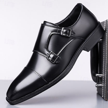 – Shoes Elegant Men's Monk Strap Dress Leather Double