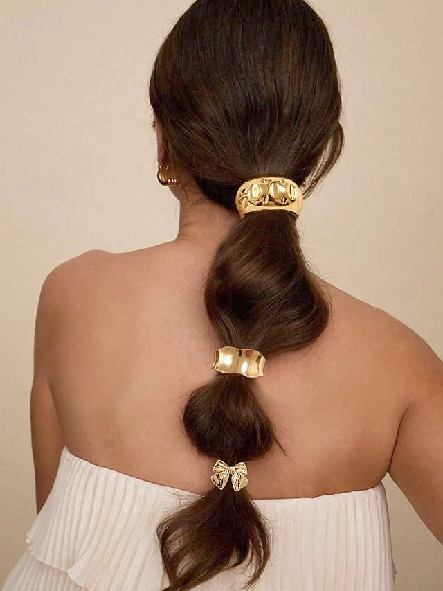 with Hair Tone Gold Scrunchies Band Elastic Women's -