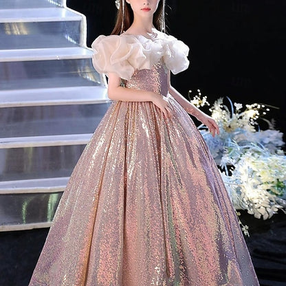 Sleeveless Performance Party Solid Color Dress Kids Girls'