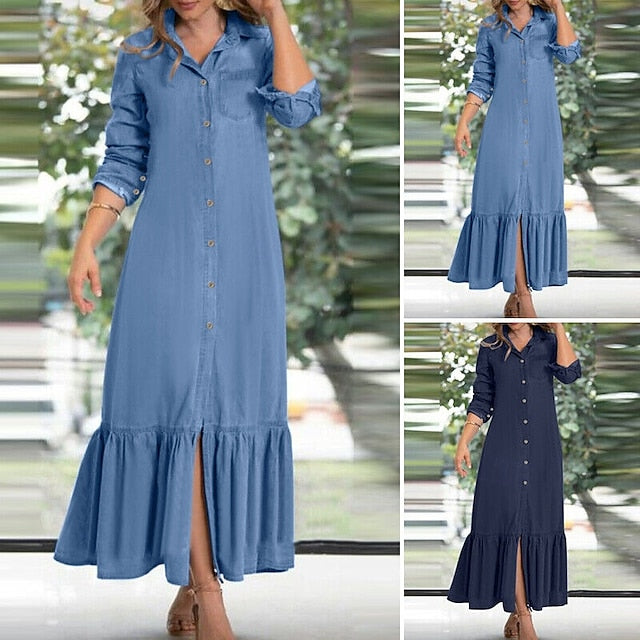 Women's Long Dress Maxi Dress Denim Dress Casual Dress