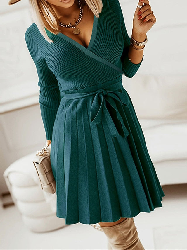 Women's Sweater Dress Knit Dress Jumper Dress Mini Dress