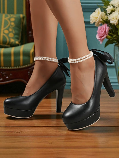 Pink Platform Victorian-Style 1950s Women's - Heels Faux