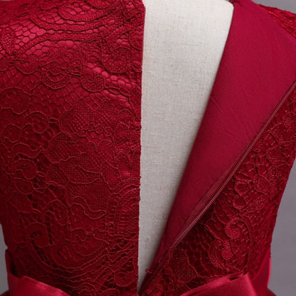 Little Girls' Party Dress A Floral Line Plain Kids